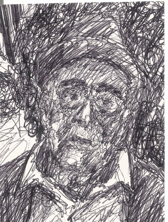 Portrait de Marius Georjon - Stylo sur papier A5. 1994.